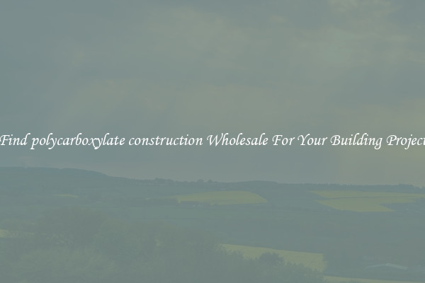 Find polycarboxylate construction Wholesale For Your Building Project