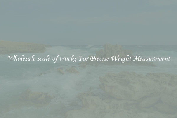 Wholesale scale of trucks For Precise Weight Measurement