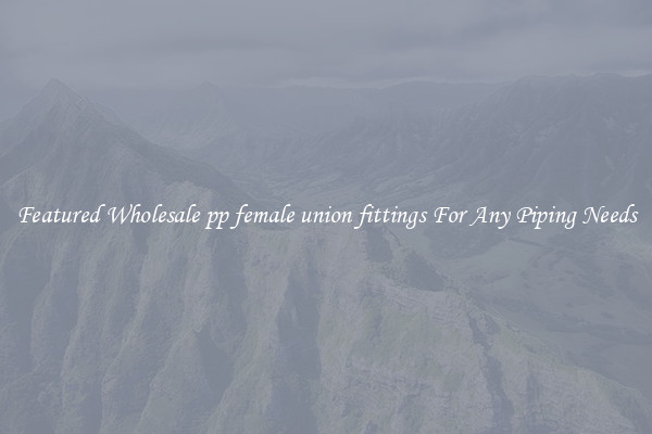 Featured Wholesale pp female union fittings For Any Piping Needs